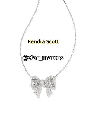Kendra Scott x Krista Silver Bow Short Pendant Necklace in White